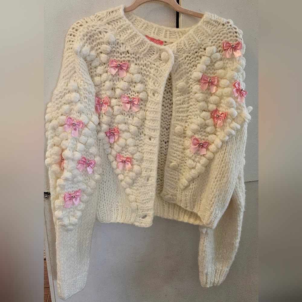 Sugar Thrillz - Twinkly Aura Knit Cardigan-Off White- XL